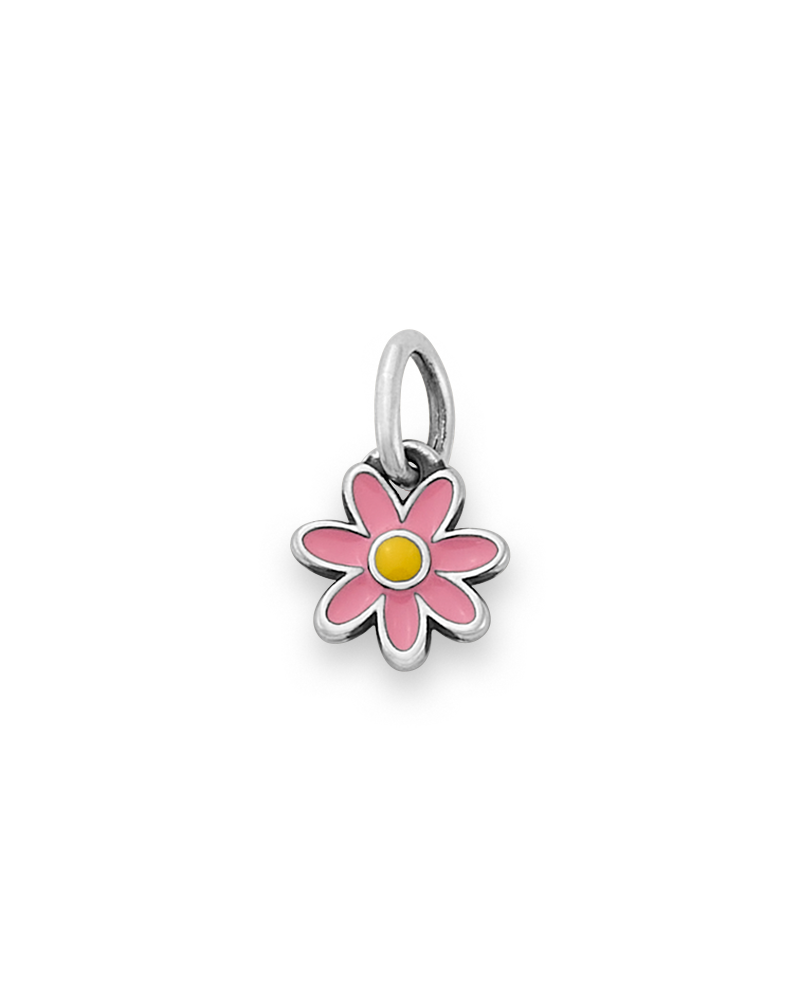 Enamel Pink and Yellow Mini Flower Charm - Image 3