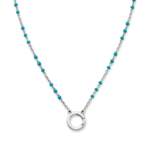 Enamel Beaded Chain Changeable Charm Holder Necklace