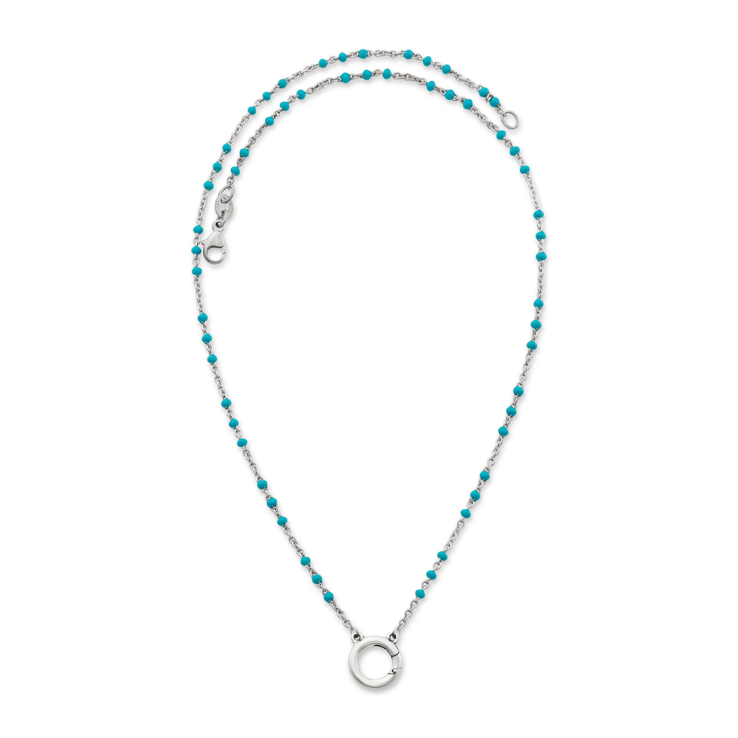 Enamel Beaded Chain Changeable Charm Holder Necklace - Image 3